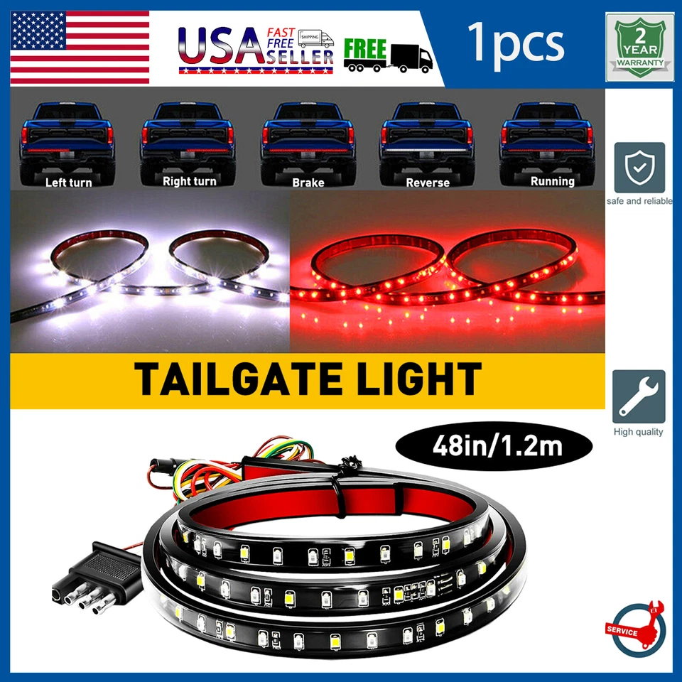 UNBRAND 48" Truck Tailgate Strip LED Sequential Turn Signal Brake Tail Reverse Light Bar