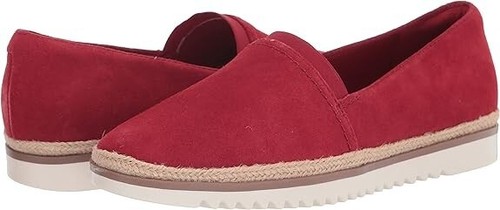 Mocassini slip on Clarks Serena Paige in pelle scamosciata rossa 10 5 M NUOVI