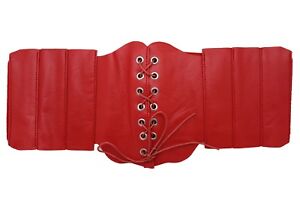 Women Fashion Corset Belt Waist Red Color Extra Wide Waistband Plus Size M L XL
