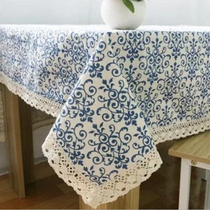 Flower Retro Lace Tablecloth Chinese Style Table cloth Rectangular Table cloth - Picture 1 of 14