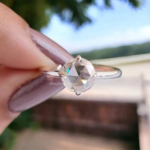 1.00 CT Round Rose Cut Colorless Wedding Moissanite Ring Bridal Gift Ring FD22 - Picture 1 of 10