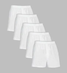 Fruit Of The Loom 5P595 Core Solid White Woven Boxers - 5 Pack - Picture 1 of 1