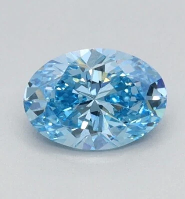 Lab Grown CVD Diamond IGI Certified 0.50Ct Oval Fancy Vivid Blue Color VS2 - Image 1 of 4