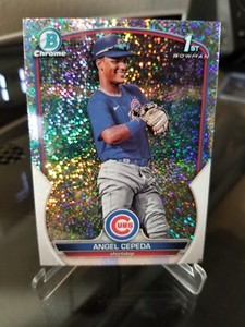 Bowman Chrome 2023 Angel Cepeda Speckle Refractor 1st /299 Chicago Cubs SP RC 