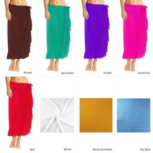 Sarong Ruffle Frill Cover up Beach Pool Party Wrap Swimsuit Bikini For Women - Picture 1 of 10