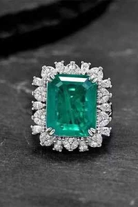 4.50 CT Emerald Cut Natural Emerald Diamond Engagement Ring 14K White Gold Solid - Imagen 1 de 4