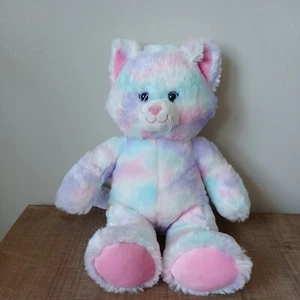 BUILD A BEAR- TYE DYE PURPLE PASTEL Cat Stuffed Animal Toy plush - Picture 1 of 8
