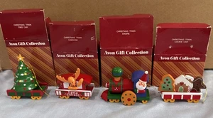 Vintage Avon Gift Collection Wooden Christmas Train 1980s Set of 4 - Picture 1 of 5