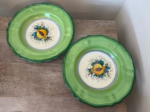 Ceramiche Casola Green Pomegranate Pasta Bowls Set Of 2 Italian Pottery 10” - Picture 1 of 20