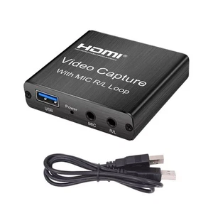 New 1080P Video Capture Card 4K Screen Record Game Streamer Device MIC R/L Loop - Afbeelding 1 van 13