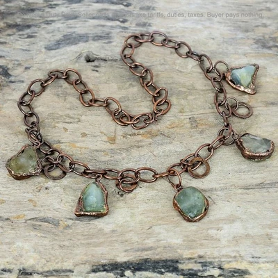 Collar de cobre natural aguamarina áspera cadena de boda electroformada nacimiento de marzo Foto 1 de 4