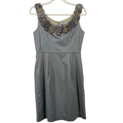 Mini Vestido Baraschi Talla 6 Babydoll Floral Hada Gris Algodón Sin Mangas Y2K Foto 1 de 4