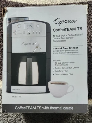 Capresso Coffee TEAM TS 10 Cup Coffee Maker W/Conical Burr Grinder& Thermal Cara - Image 1 of 4