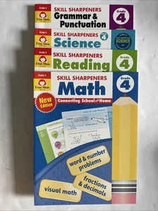 Evan-Moor Grade 4 Set Math, Reading, Science, Grammar & Punctuation Skill Sharp - Picture 1 of 13