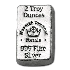2oz .999 Fine Silver - Monarch Precious Metals Bar - Picture 1 of 1