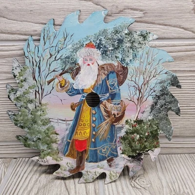 Judi Pulaski Santa St Nick Saw Blade Folk Art Christmas Tree Hand Painted Art - Image 1 of 4
