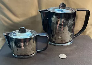 2 RARE Vtg Antique Orfevrerie H. Beard Montreux Old “Hotel” Silver Pitchers - Picture 1 of 4