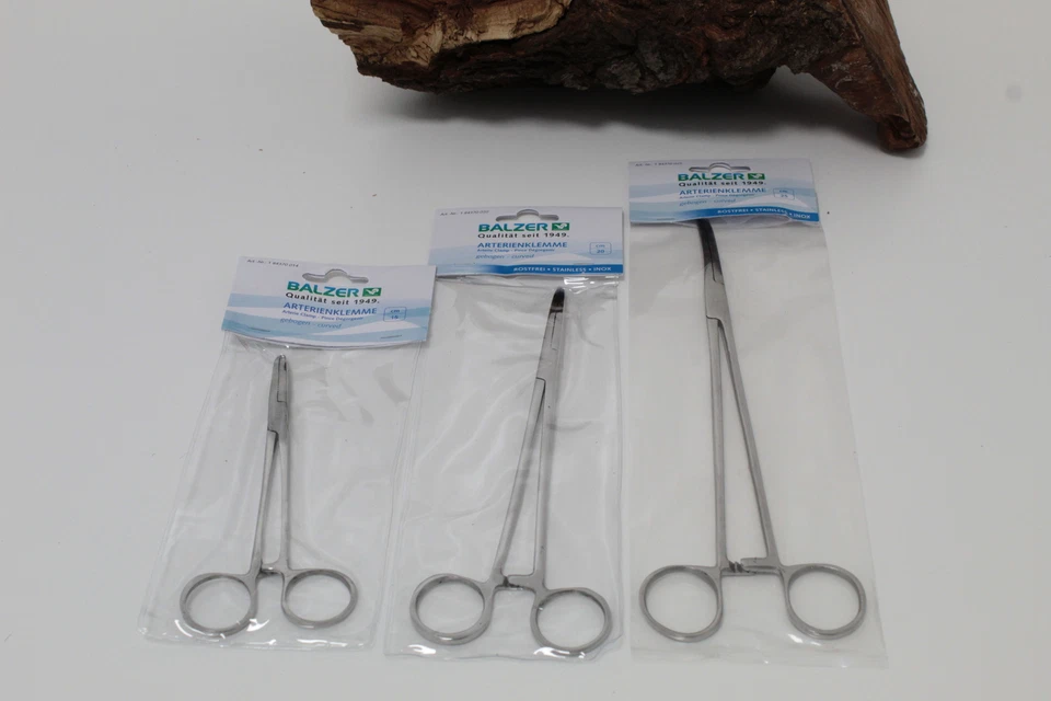 Balzer Arterienklemme gebogene Spitze 15cm 20cm 25cm Hakenlöser - Bild 1 von 1