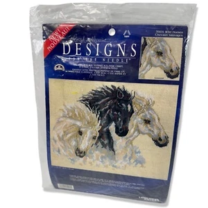 Vintage Wild Horses Needlepoint Canvas Floss LEISURE ARTS Designs #5904 - Picture 1 of 22