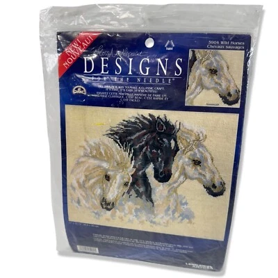 LEISURE ARTS Wild Horses Needlepoint Canvas Floss Designs Vintage #5904 - Image 1 of 4