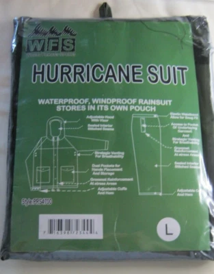 WFS Hurricane Suit Style PES4700 Large 2 Piece Jacket Pants Green Emergency Prep - Image 1 of 3