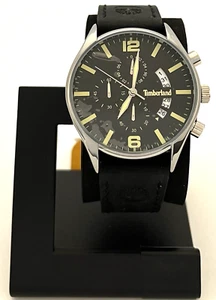 TIMBERLAND STAINLESS STEEL WATCH WITH BLACK LEATHER BAND TDWGC9001201 - Picture 1 of 9