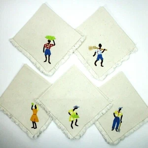 Linen Napkins and Placemats with Applique Jamaica / Caribbean Characters - Picture 1 of 23