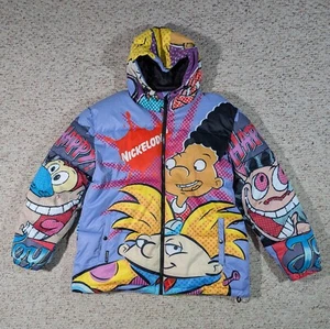 Members Only Nickelodeon Puffer Jacket Reptar Ren Stimpy Arnold Purple Size XL - Picture 1 of 10