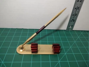 Vintage Brass Collectable Desktop Pen w/ card holder - Picture 1 of 3
