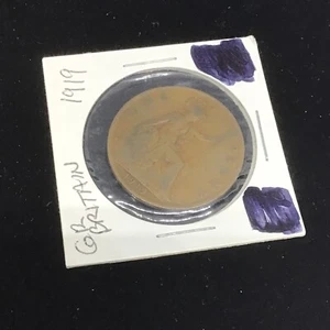 1919 H GREAT BRITAIN- GEORGE V - ONE PENNY BRONZE COIN- KM# 810 RARE. - Picture 1 of 4