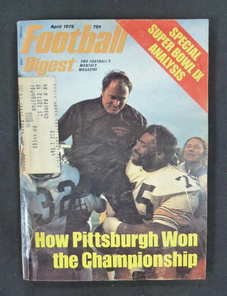 1975 Football Digest NFL April Chuck Knoll Mean Joe Greene Pittsburgh Steelers - Image 1 of 1
