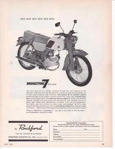 1963 Bridgestone by Rockford 7 Sportster Motorcycle Print-Ad/ Great Art - Picture 1 of 1