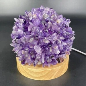A++ Amatista Natural Cuarzo Cristal Luz de Noche Lámpara de Cristal Reiki Curación 1PC - Imagen 1 de 11