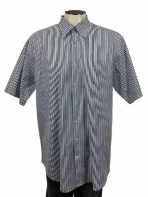 Peter Millar Button Shirt XL Blue Green White Stripe Short Sleeve Golf Mens - Image 1 of 4
