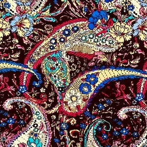 New Neman Bros Jersey Knit Fabric 5 1/4 yds Paisley Flora Colorful Excellent - Picture 1 of 11