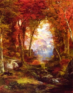 Oil Painting repro Thomas Moran: Under the Trees - Picture 1 of 1