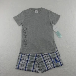 Calvin Klein Pajamas Boys Medium 7/8 Grey Shirt Shorts Sleepwear 2 Piece Set - Picture 1 of 23