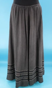 VTG Women's Antique Edwardian Late 1800s Black & Cream Polka Dot Skirt Sz L/XL - Picture 1 of 24