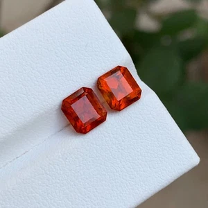 Rare Orange Natural Hessonite Garnet Gemstones, 3.55 Ct Emerald Cut for Jewelry - Picture 1 of 12