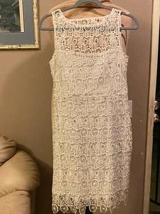 BB Dakota Women's Sz 4 Sleeveless Lace Overlay Open Back Sheath Cocktail Dress - Picture 1 of 13