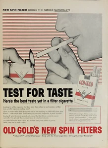 Antiguo anuncio de publicidad vintage 1958 dorado con filtro giratorio para enfriador de humo impreso - Imagen 1 de 1