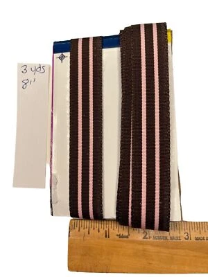 Ribbon Pink/Black 3/4 Inch Wide 3 Yards 8 Inches Long A249 - Image 1 of 3