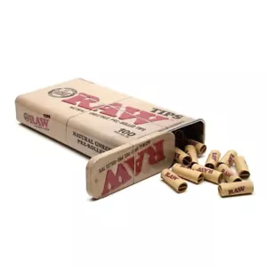 RAW Classic Pre Rolled Tips Filter Roach in Metal Storage Tin - 100 Tip Pack - Picture 1 of 5