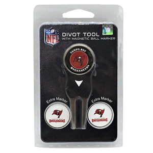 Tampa Bay Buccaneers NFL Team Golf Divot Tool + 2 Magnetic Enamel Ball Markers