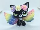 Mini Pet Shop Custom Black Cat,toy, With Wings And Accessories