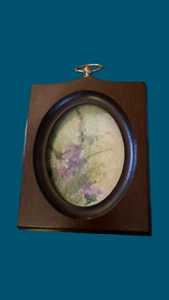 Vintage Floral Painting;Oval Miniature Still Life, On Canvas - Picture 1 of 3