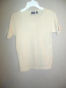 Women's Bugle Boy New Beige Short Sleeve Blouse NWT 100% Cotton Size Medium  - Picture 1 of 3