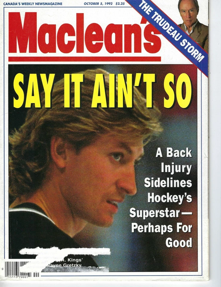 1992 10/5 Maclean's Magazine hockey Wayne Gretzky, Los Angeles Kings GPL - Image 1 of 1