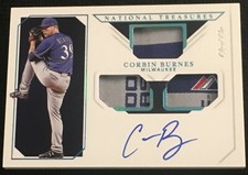 Corbin Burnes 2019 National Treasures Rookie Auto Triple Mtl Ink Platinum #1/1