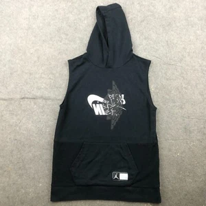 Jordan Hoodie Boys XL Black Fleece Pullover Sweatshirt Graphic Sleeveless - Picture 1 of 10